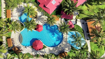 Outdoor pool, open 7:00 AM to 8:00 PM, pool umbrellas, sun loungers