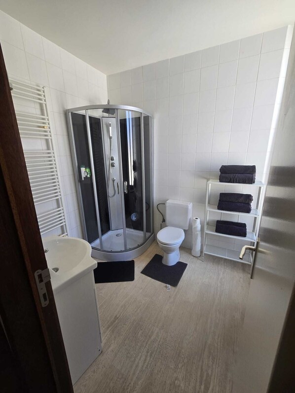 Regadera y papel de baño 