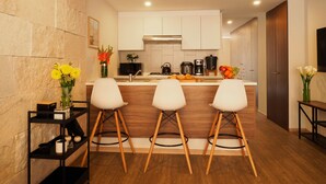 Apartemen Comfort, 1 kamar tidur, pemandangan taman | Dapur pribadi