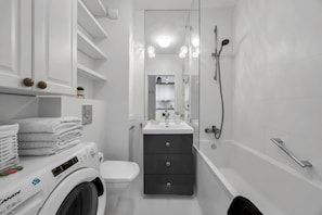 Hair dryer, towels