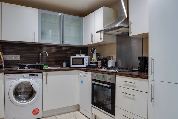 Microwave, oven, stovetop, dishwasher