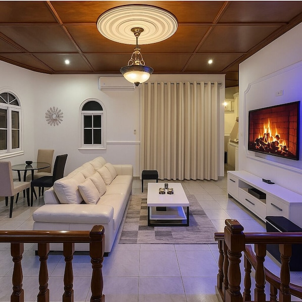 Smart TV, music library, stereo