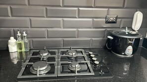 Microondas, horno, placa de cocina