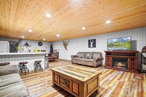 TV, fireplace