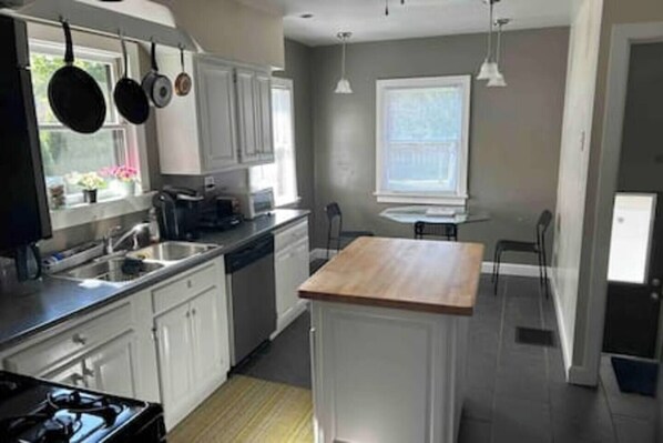 Fridge, microwave, oven, dishwasher