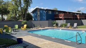Outdoor pool - Charming 1BR Getaway with Pool, Patio, Free Parking & Pet Friendly (San Antonio)