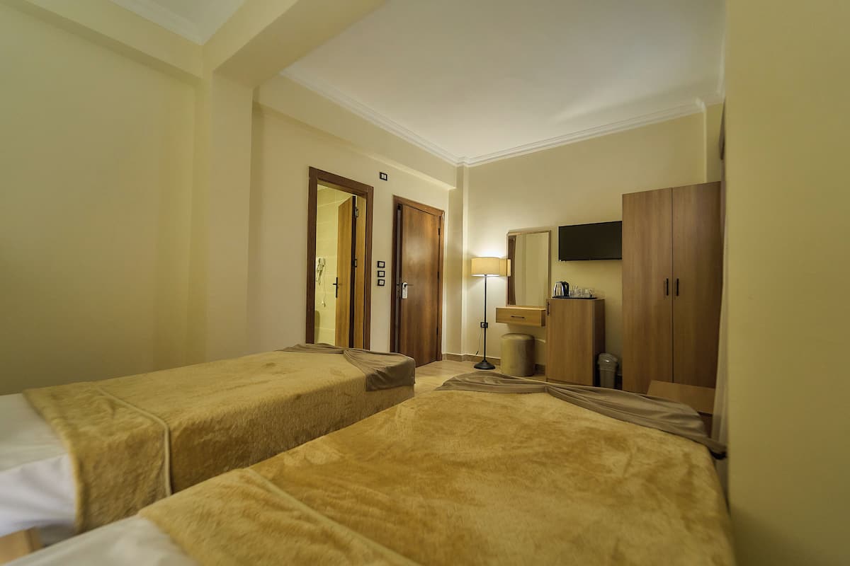 Habitación Deluxe con 2 camas individuales | Ropa de cama de alta calidad, edredón, camas con pillow-top y minibar 