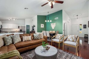 TV, fireplace, offices