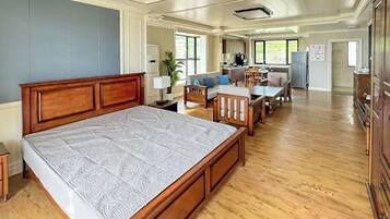 Desk, blackout curtains, soundproofing, free WiFi