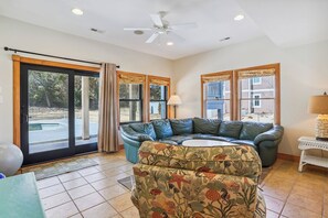 TV, fireplace, DVD player - Whispering Waves - 5 BR Oceanside Home in Duck w/Private Pool, Dogs Allowed (Duck)