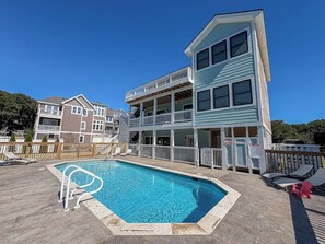 A heated pool - Whispering Waves - 5 BR Oceanside Home in Duck w/Private Pool, Dogs Allowed (Duck)