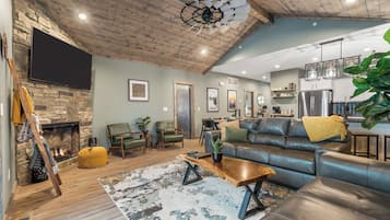 Smart TV, fireplace, DVD player