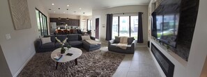 TV, fireplace