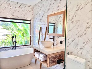 Luxury Villa, 2 Bedrooms, Pool View, Garden Area | Bathroom shower