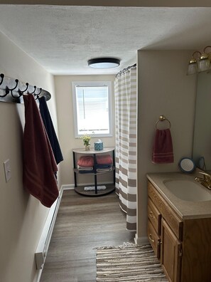 ヘアドライヤー、タオル、石鹸、トイレットペーパー