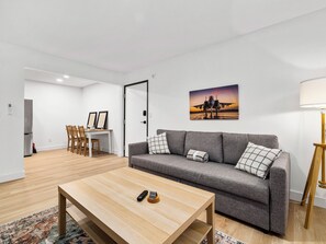 Business Apartment, City View | Living area | 65-inch Smart TV with digital channels, streaming services - Casitas en Pueblo - Central Lofts (Pueblo)