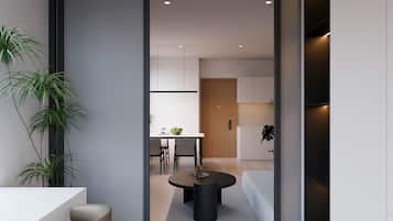 Family Room | In-room safe, desk, laptop workspace, blackout drapes