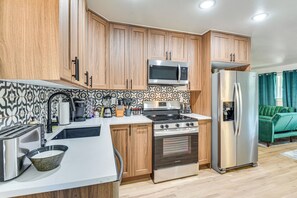 Fridge, microwave, stovetop, dishwasher - 12 Mi to BOK Center: Pet-Friendly Home w/ Yard! (Tulsa)