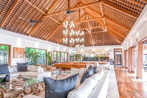 Luxury Villa, Patio, Pool View | Living area