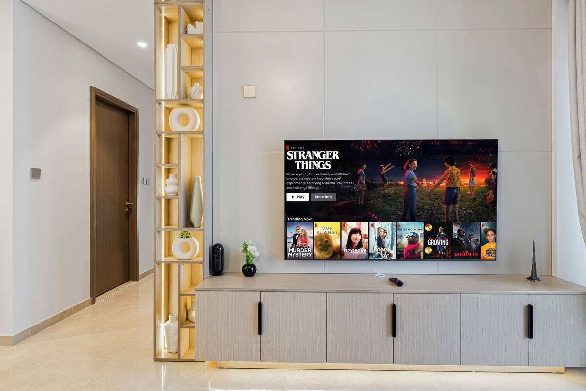 65-inch Smart TV with cable channels, Netflix, Hulu