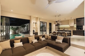 Deluxe Villa, 2 Bedrooms, Private Pool, Pool View | Living area | 32-inch Smart TV with digital channels