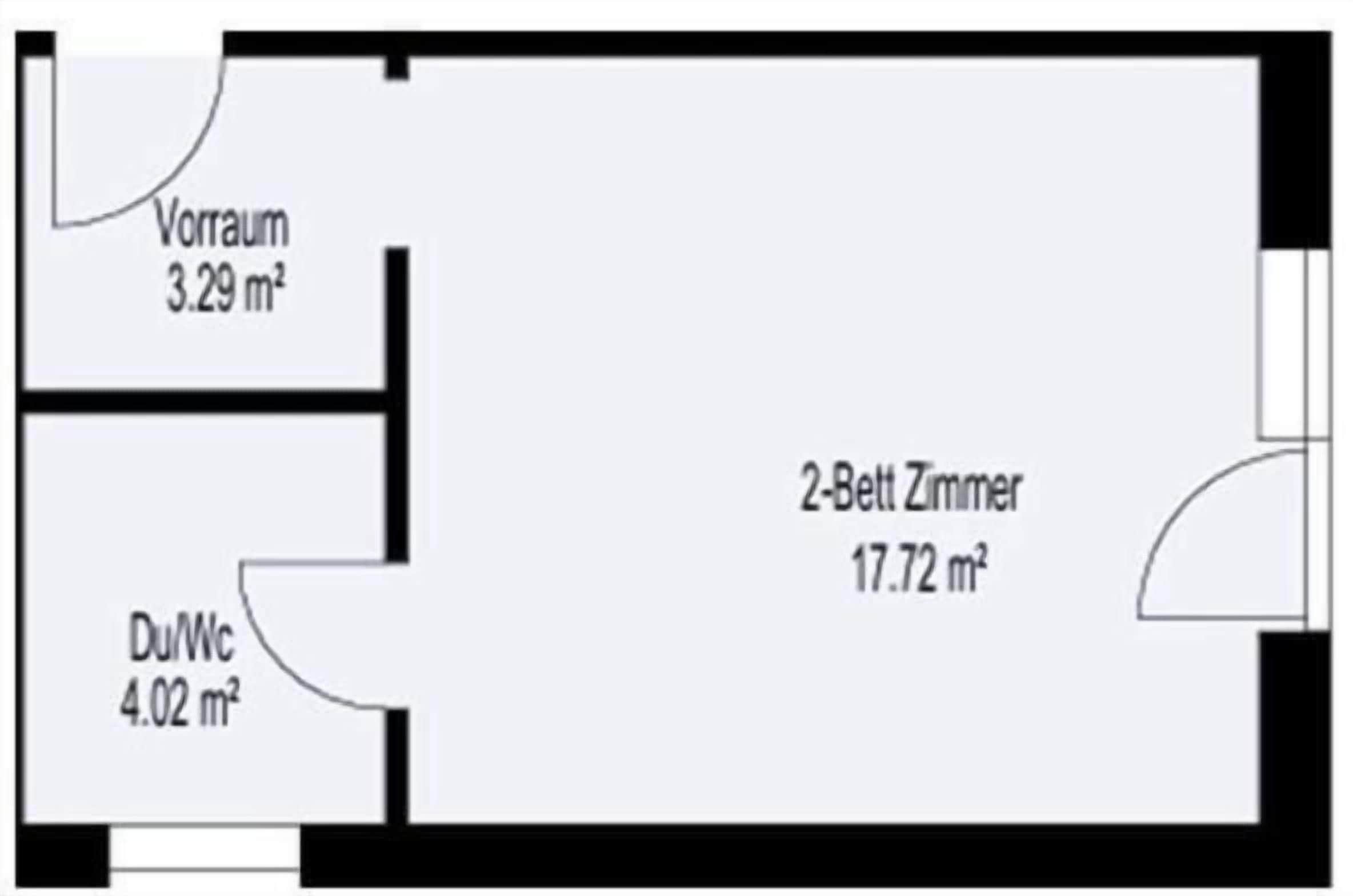 Plano de planta que muestra un área de 2 dormitorios de 17,72 m², un baño privado de 3,29 m² y un lavadero de 4,02 m².