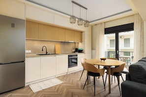 Apartment, 2 Bedrooms, Balcony, City View | Private kitchen | Espresso maker, electric kettle - Oak Tree by halu (Thessaloniki)