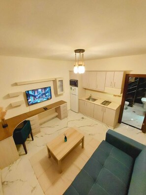 Studio Standard, 1 chambre | Aire de séjour | Téléviseur à DEL de 44 po avec télévision par satellite, Netflix