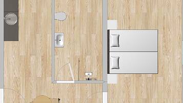 A kitchen with a sink, stove, and countertop. There is a dining area with a table and chairs.
