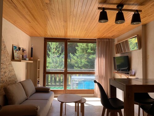 Renovated studio for 4, balcony, forest mountain view