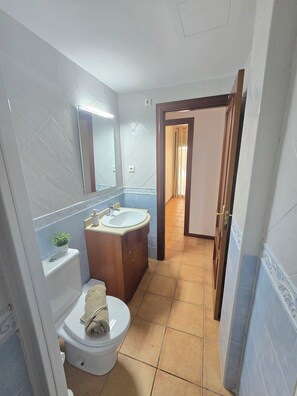 Sèche-cheveux, serviettes fournies, savon, papier toilette