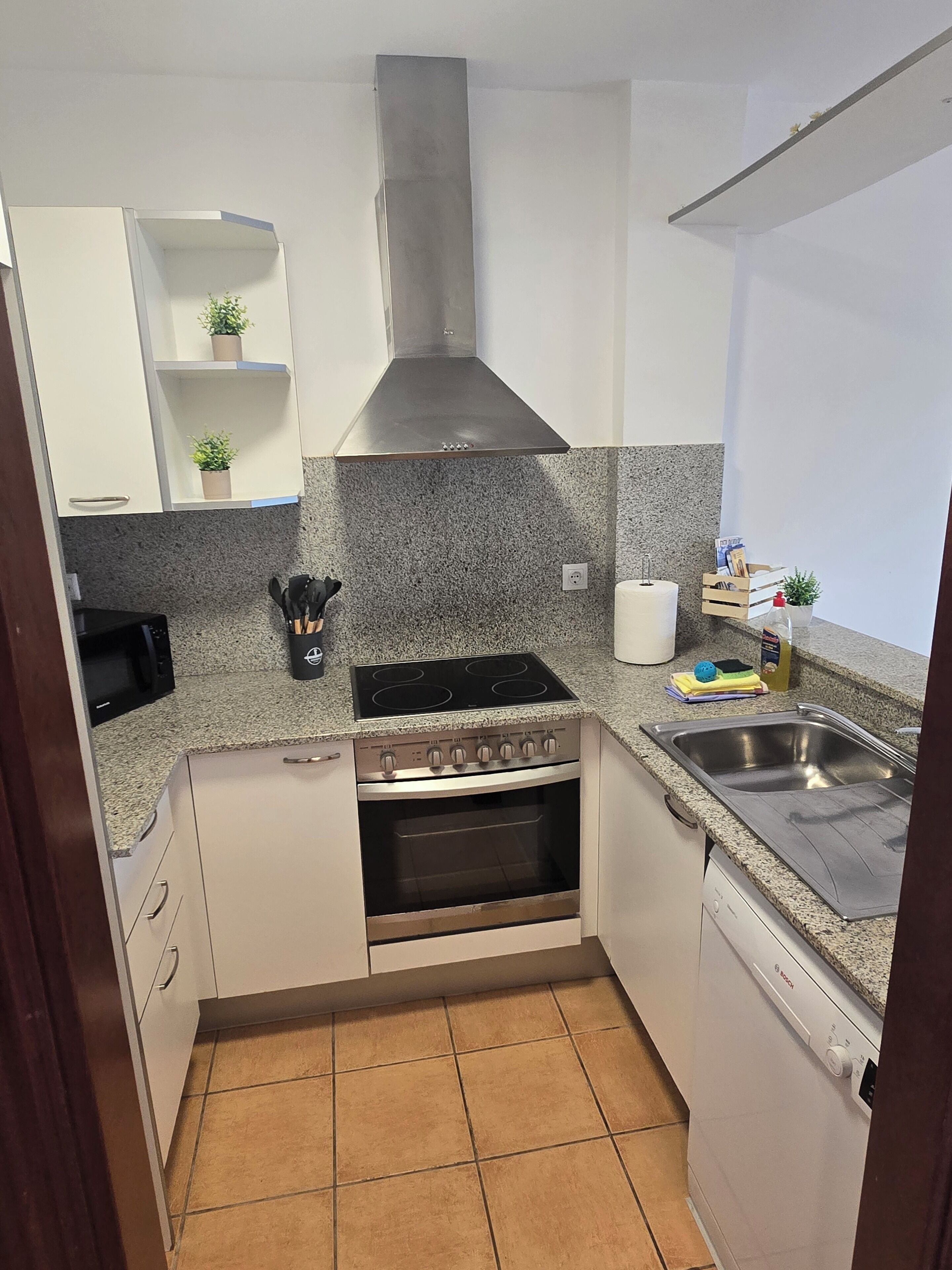 Dishwasher, toaster, highchair, cookware/dishes/utensils