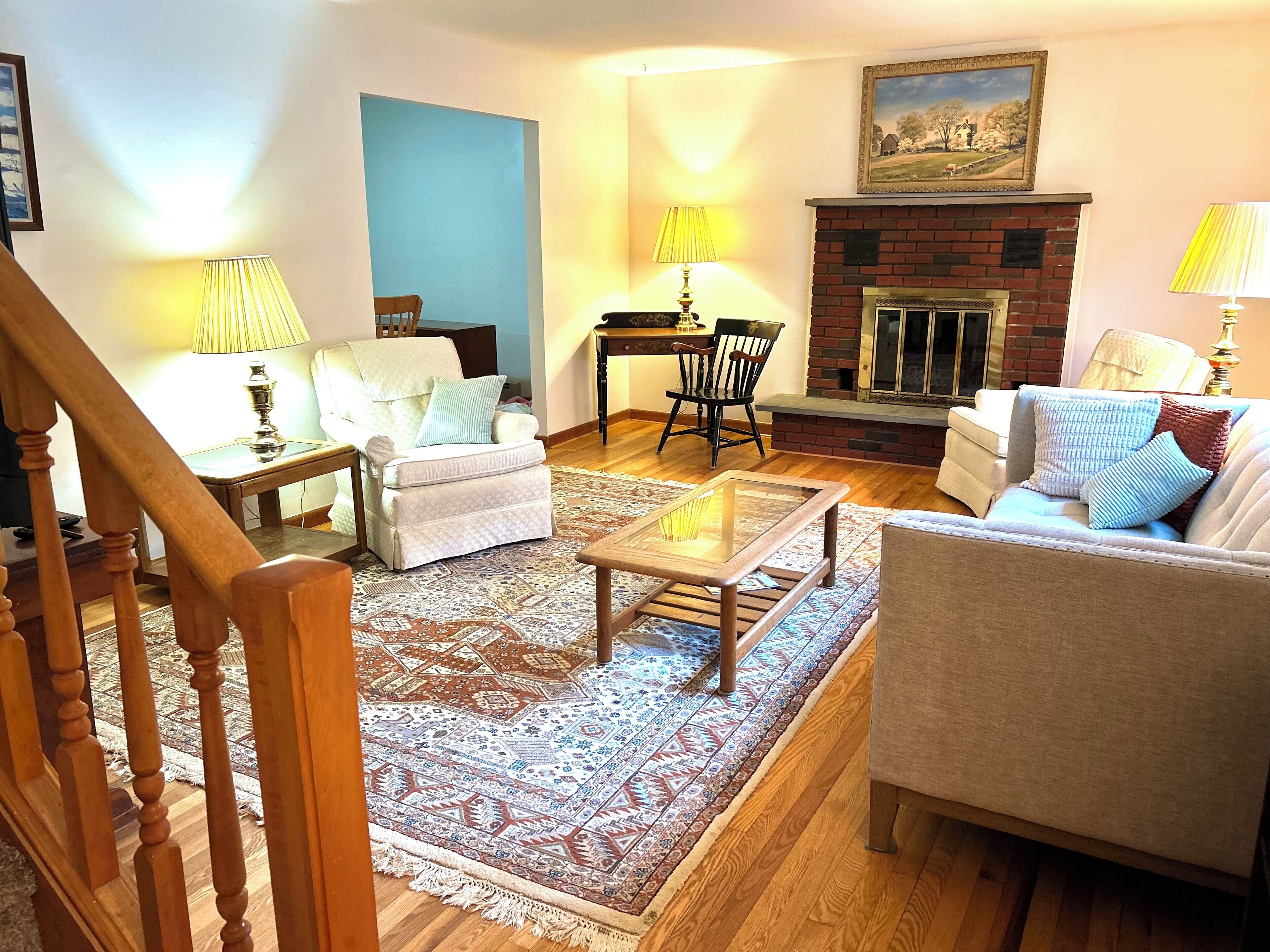 Smart TV, caminetto, libri