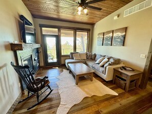 TV, fireplace, video games