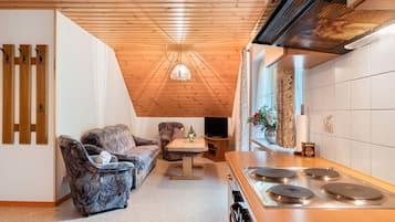 Kühlschrank, Ofen, Herdplatte, Wasserkocher mit Kaffee-/Teezubehör