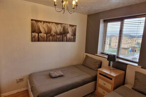 2 bedrooms, iron/ironing board, travel crib, WiFi