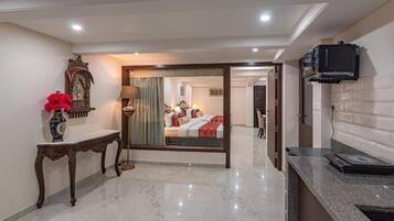 Family Quadruple Room, City View | Desk, laptop workspace, free WiFi