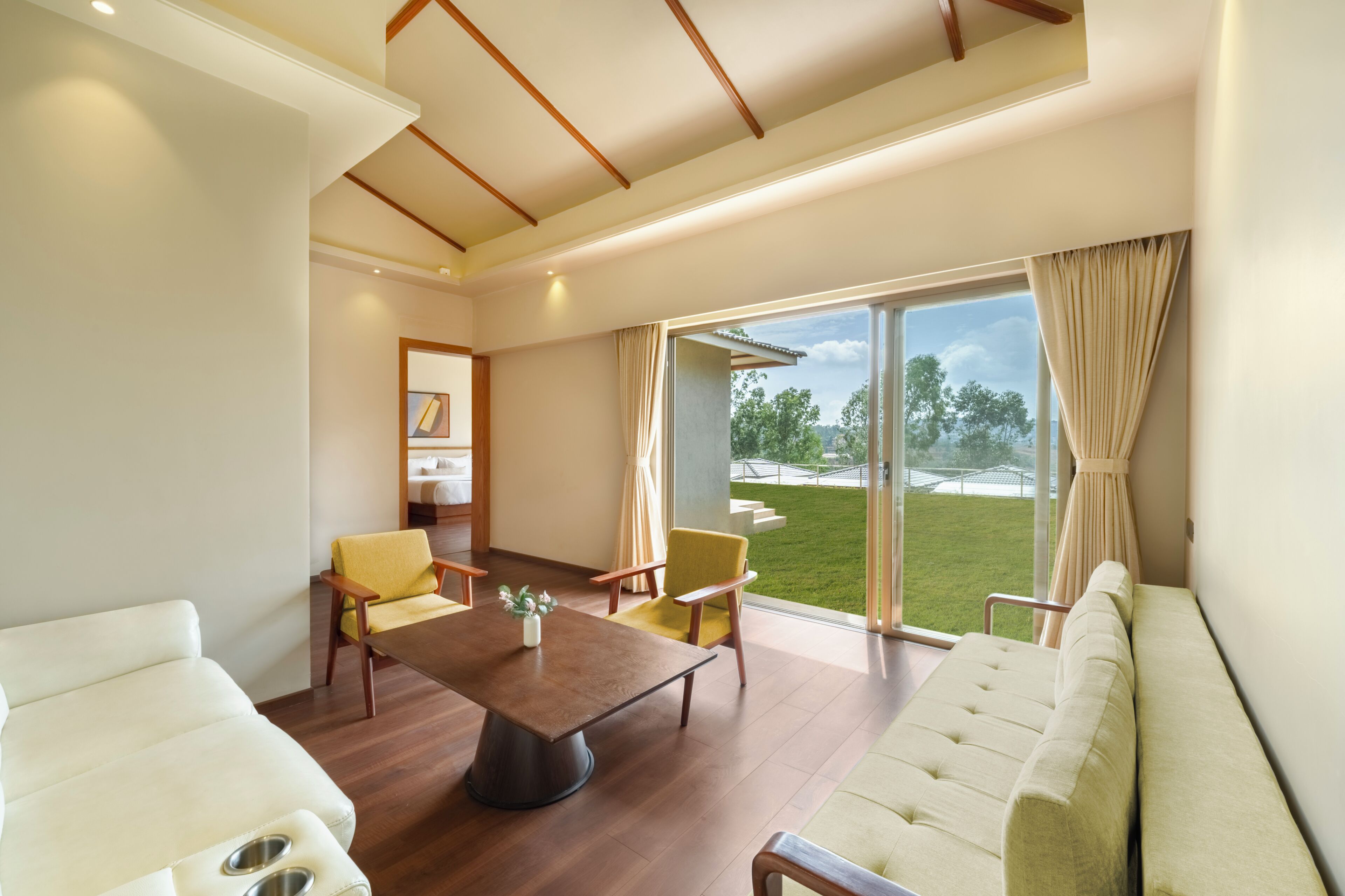 Anata valley view cottage with living room & balcony | Living area | 50-inch Smart TV with satellite channels
