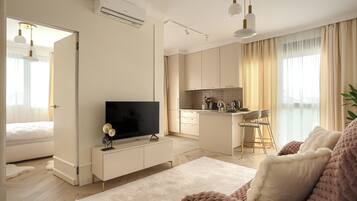 Premium-Apartment, 1 Schlafzimmer | Wohnbereich