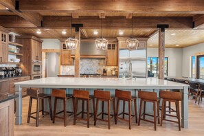 Fridge, microwave, oven, stovetop - The Ranch at Bear Lake | 7BR Lodge w/ Hot Tub, Theater & Reserve Beach (Fish Haven)