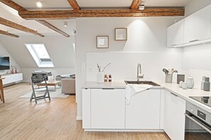 Fridge, oven, stovetop, dishwasher - Achterdörn Twee – Bright Loft with a View (Fehmarn)