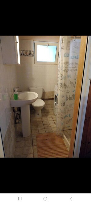 Ducha, toallas, jabón, papel higiénico