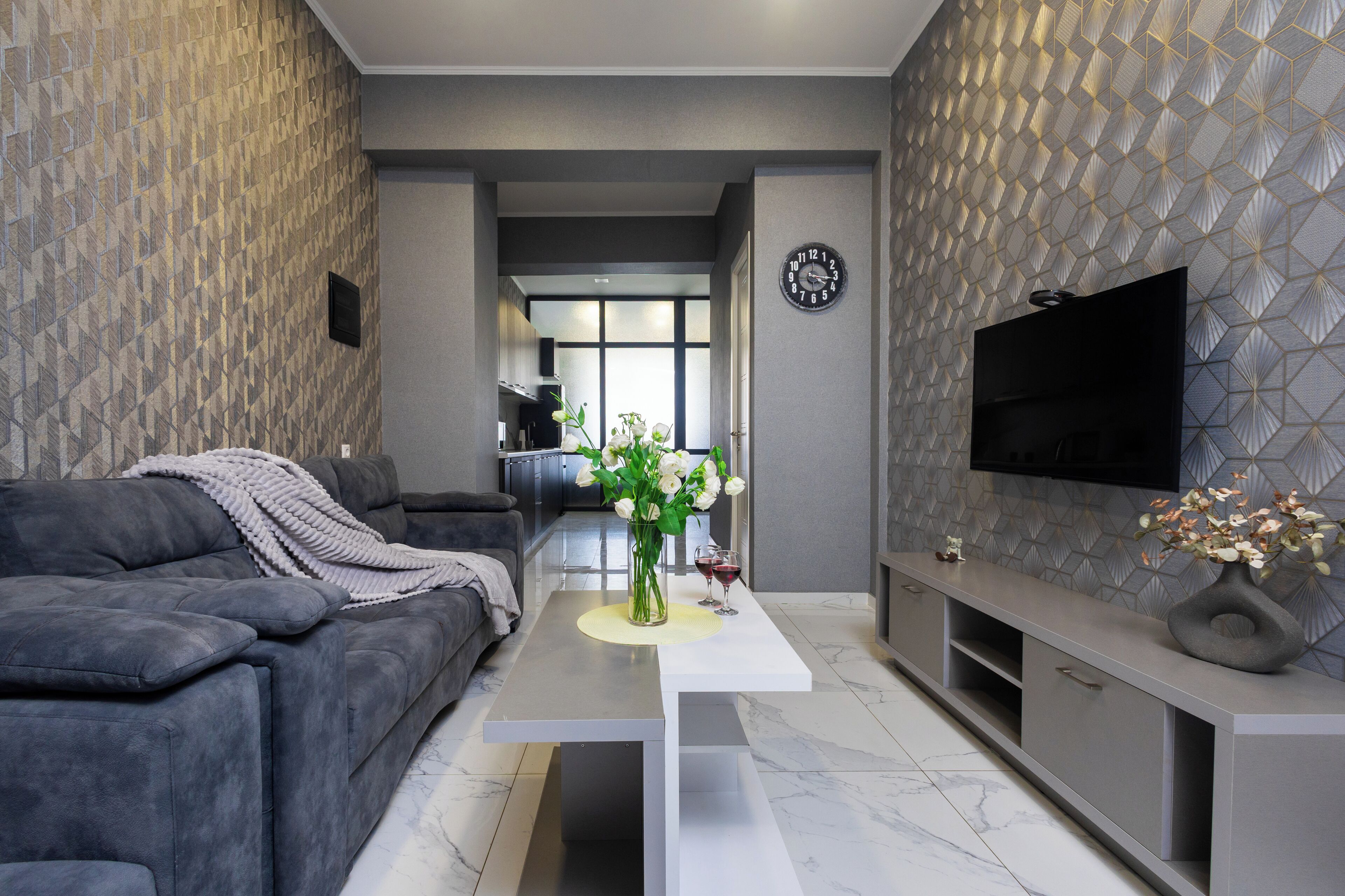 50-inch flat-screen TV with cable channels