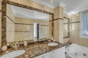 Hair dryer, towels, toilet paper