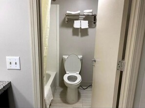 Towels, soap, shampoo, toilet paper