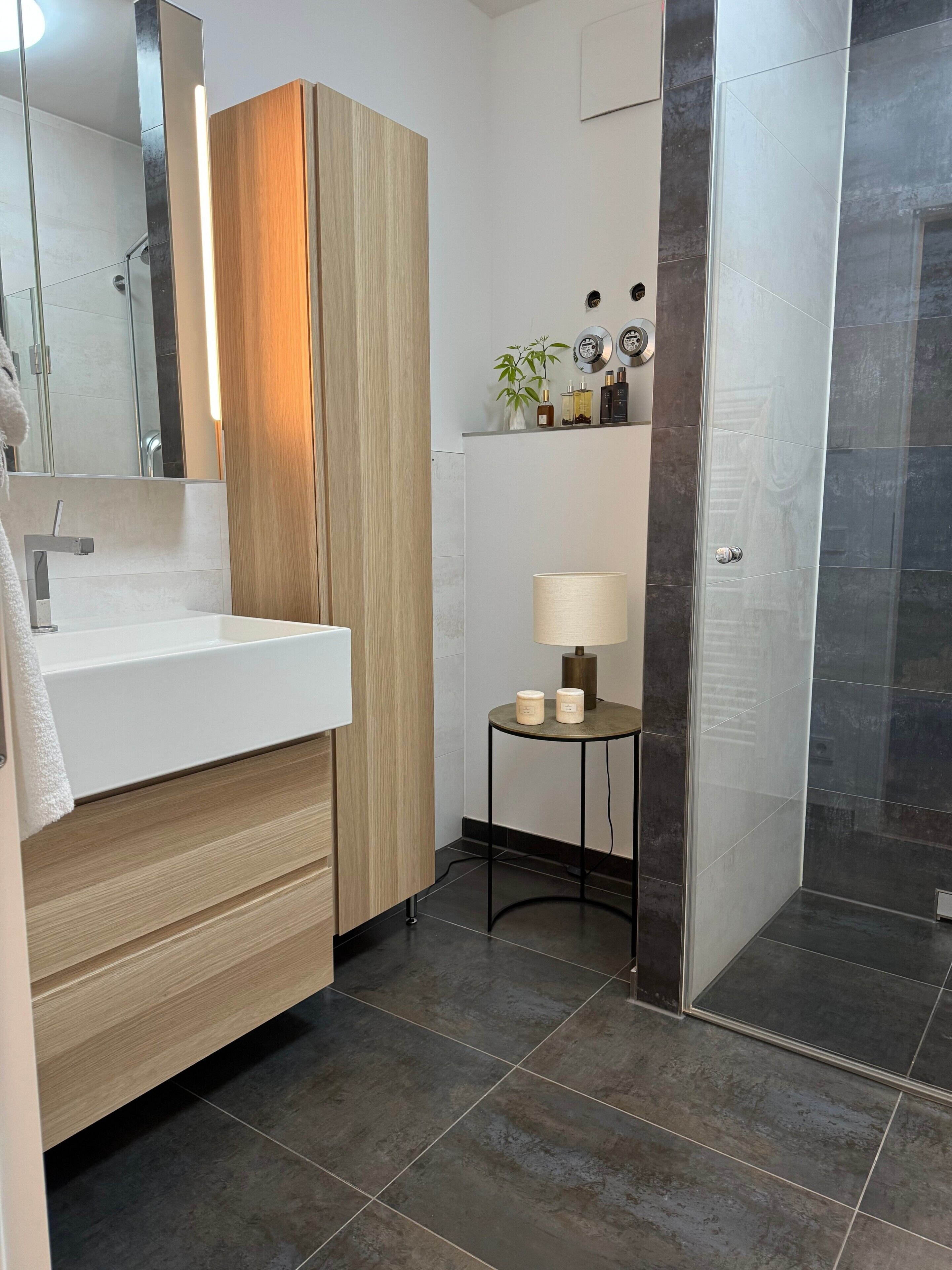 Dusche, Haartrockner, Handtücher
