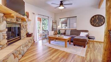 Smart TV, fireplace, offices, computer monitors