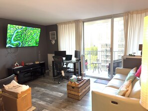 TV, books, stereo