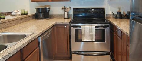 Microondas, horno, parrilla de estufa y lavavajillas