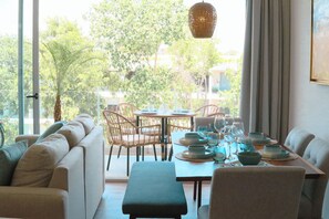 Exclusive-Apartment, Gartenblick | Esszimmer